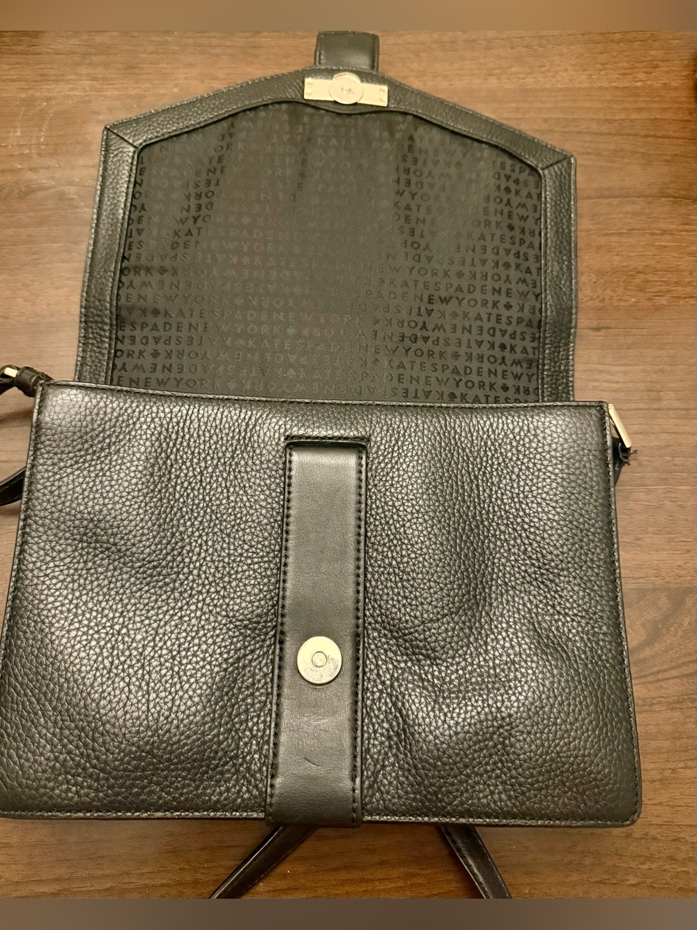 Kate Spade New York Black Pebbled Leather Envelope Crossbody Shoulder Bag - Picture 3 of 5